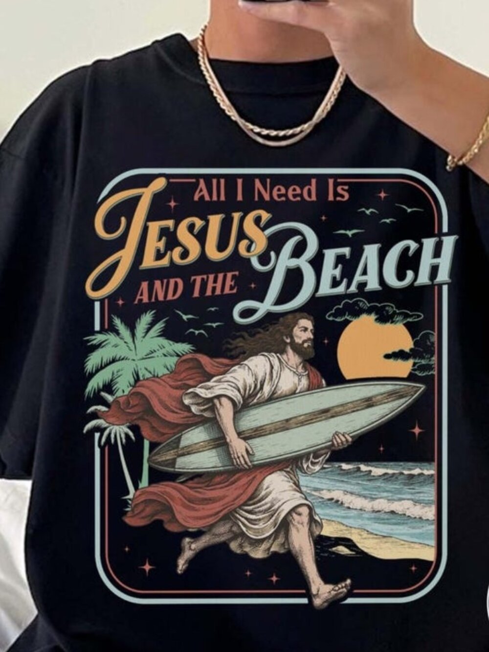 Jesus Beach Vibe T-shirt, Christian Summer Graphic Tee
